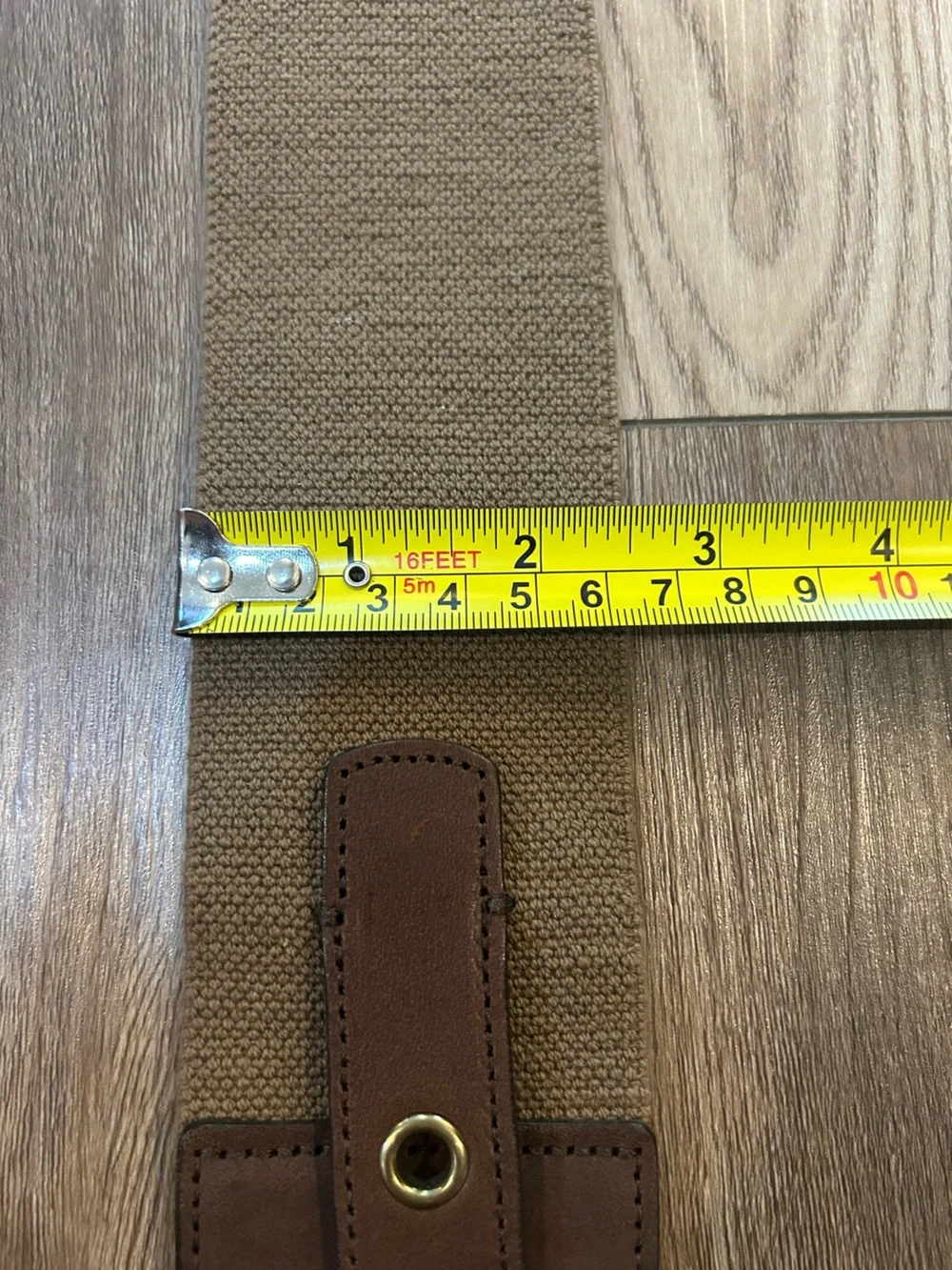 J.Crew Wide stretch belt with brown trim and brass-tone buckle. Size M - Picture 8 of 8